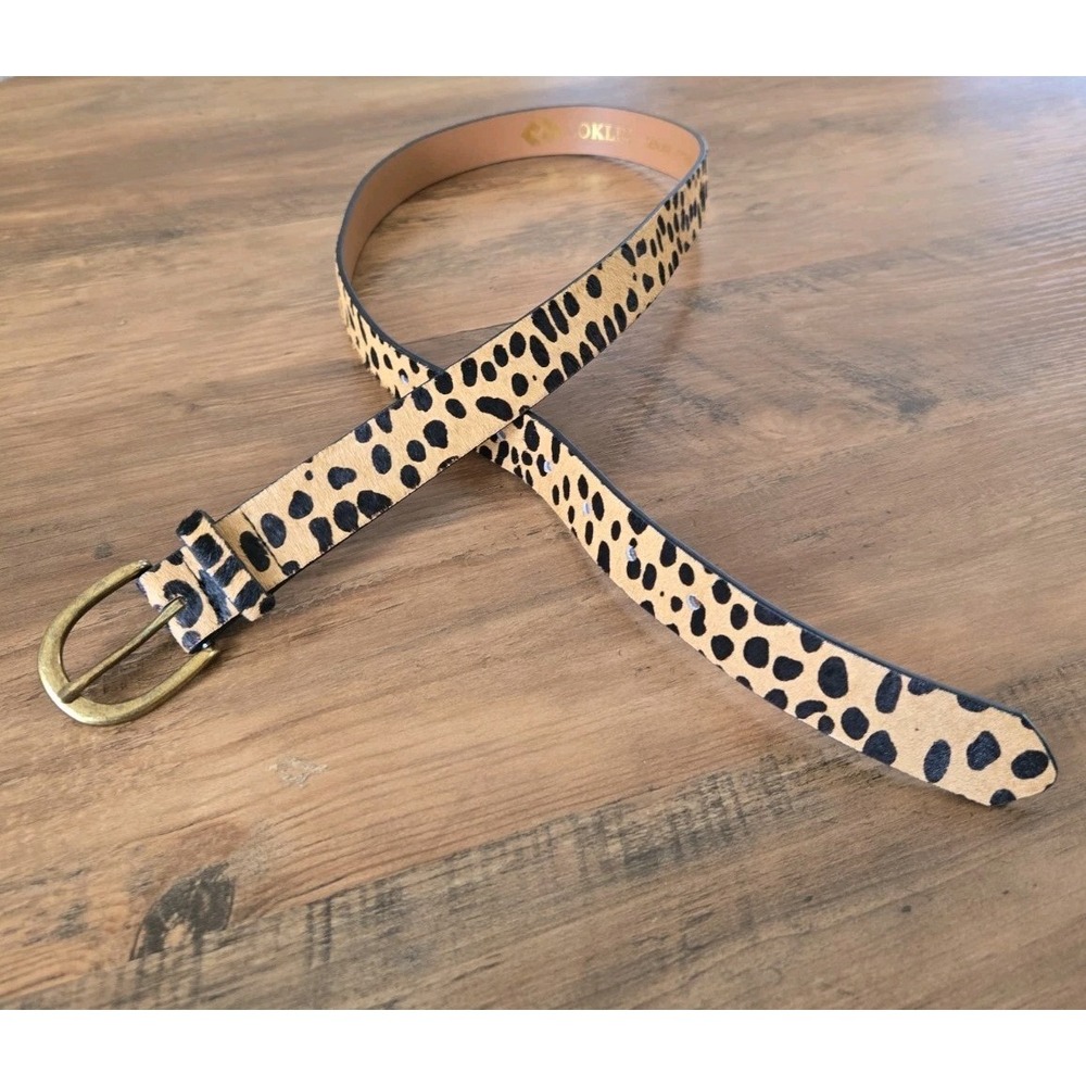LOKLIK GENUINE LEATHER Women's S Faux Fur Leopard Cheetah 1" Belt Animalprint - Picture 5 of 9